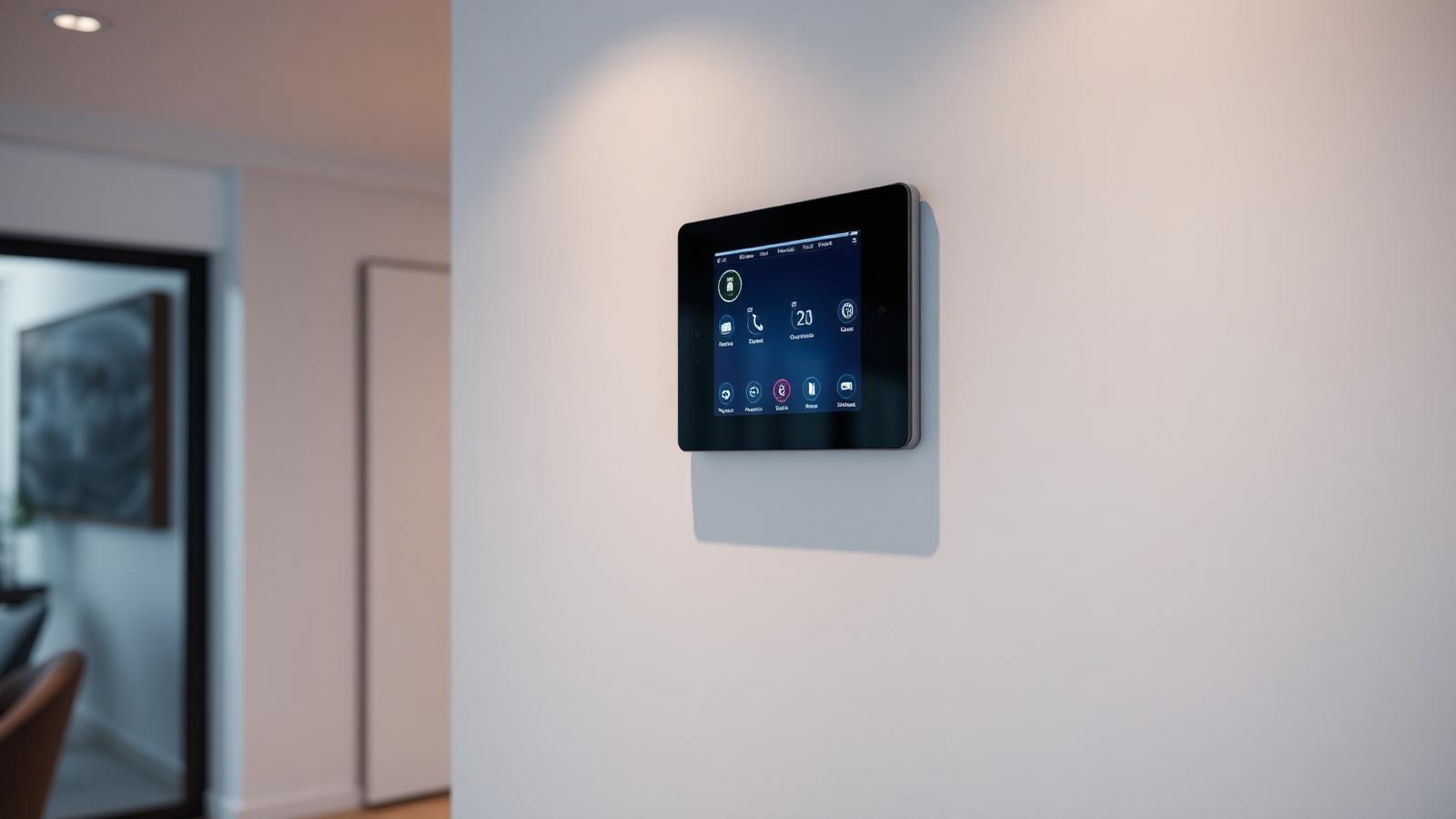 Painel de controle smart home moderno em parede de interior minimalista