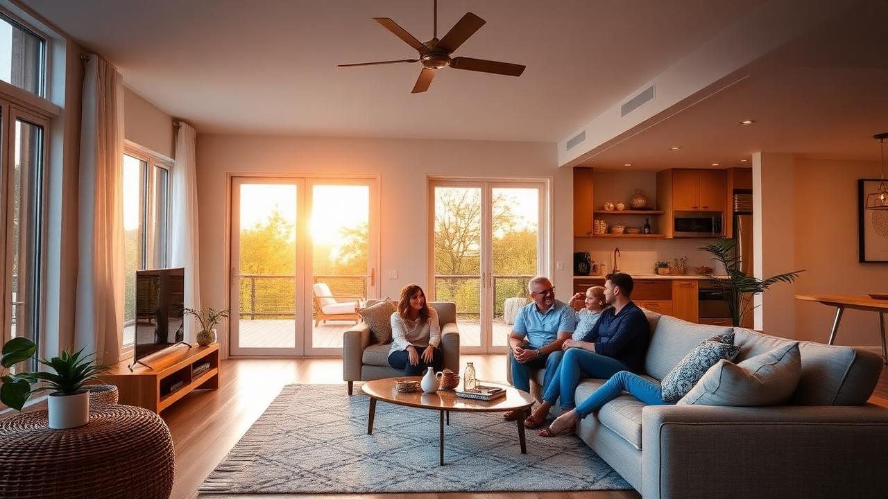 Família feliz em uma casa finalizada
